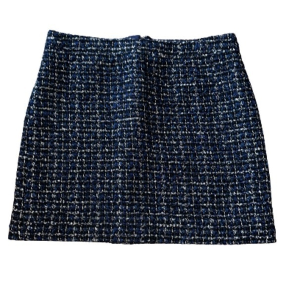 J Crew blue/black tweed mini skirt size 6